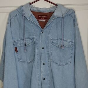 Ary Cooper vintage 90's denim hoodie shirt jacket size L loose fit